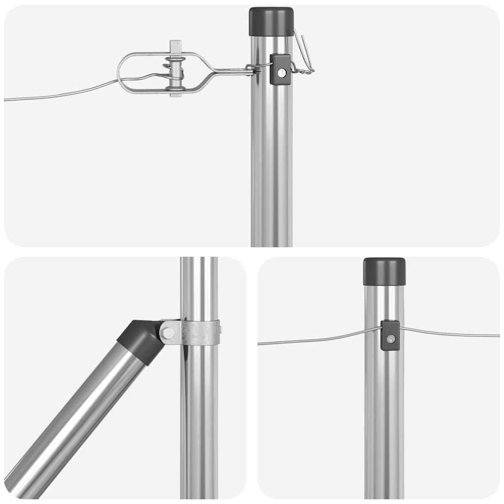 Ground Spike Fence Post 13 pcs Silver Powder-Coated Steel