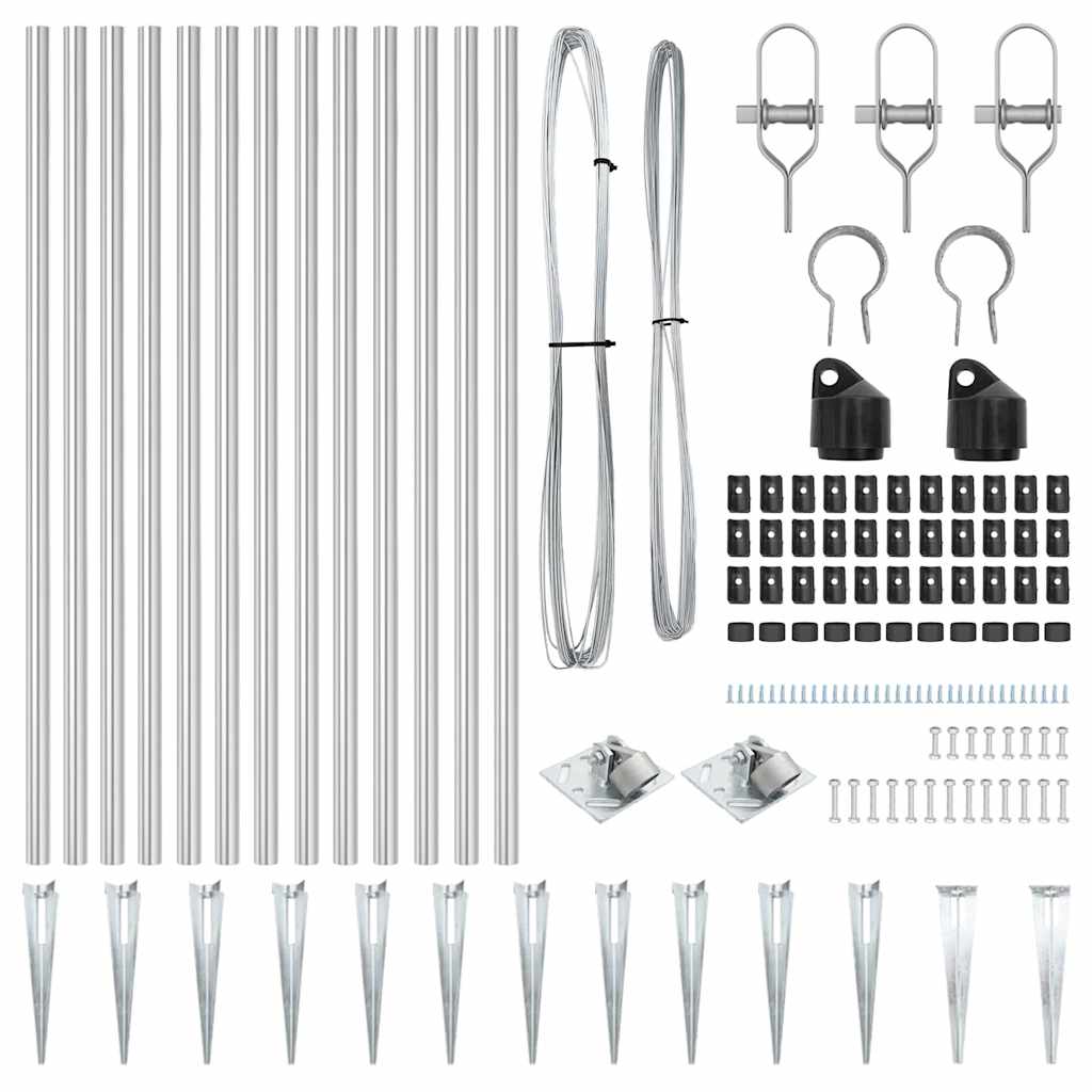 Ground Spike Fence Post 13 pcs Silver Powder-Coated Steel