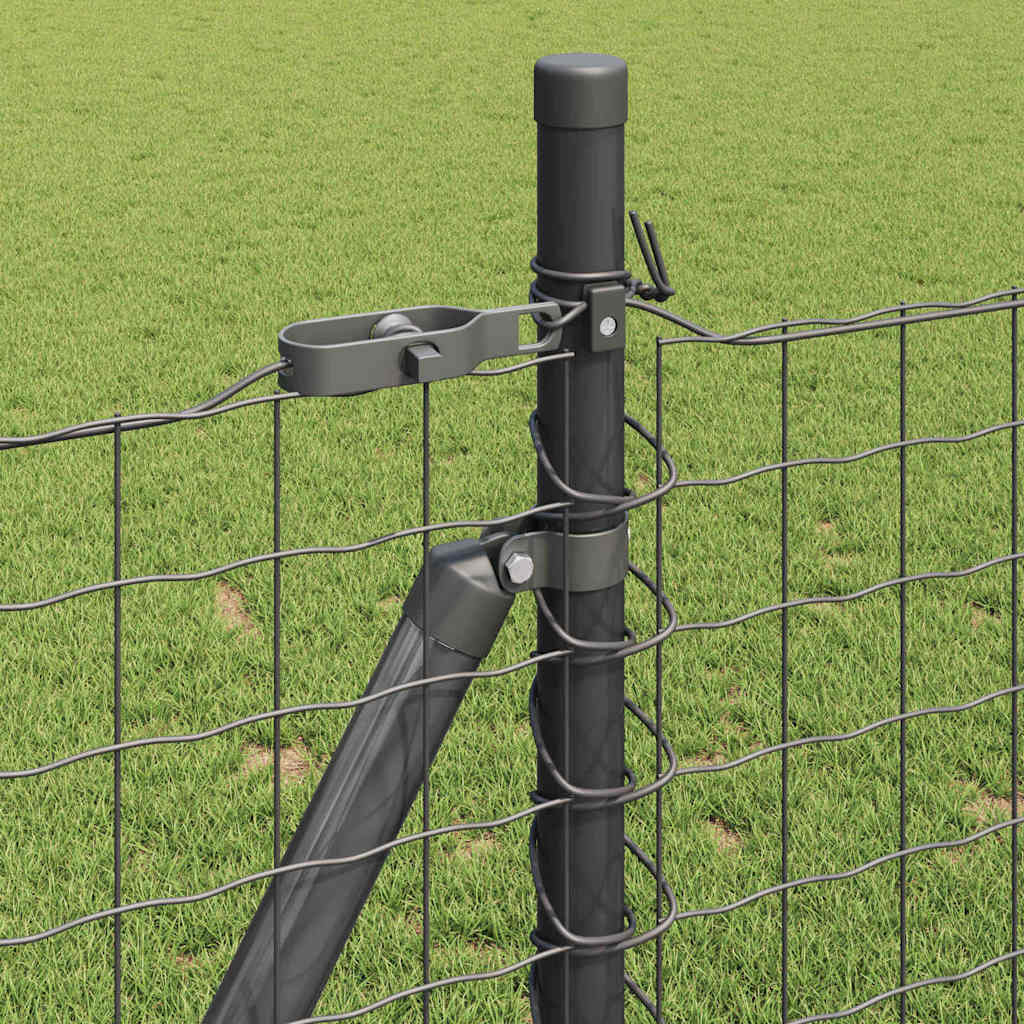 Fence Post with Concrete Base 13 pcs Grey Powder-Coated Steel