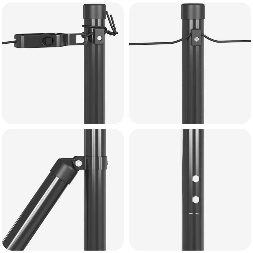 Fence Post with Concrete Base 7 pcs Grey Powder-Coated Steel