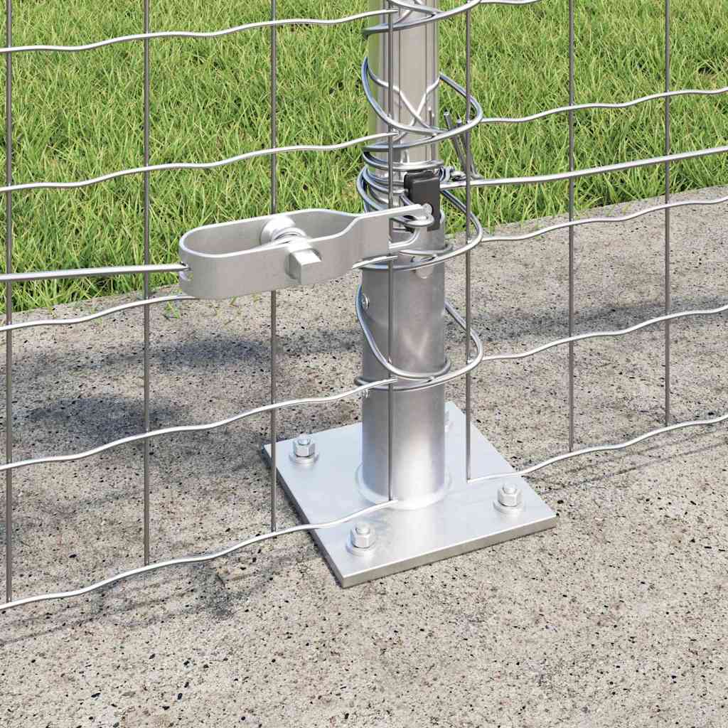 Fence Post with Concrete Base 13 pcs Silver Powder-Coated Steel