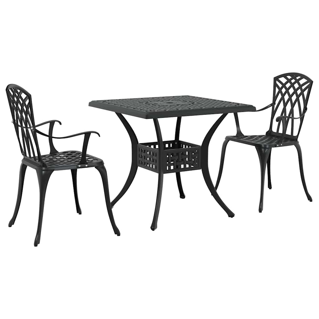 Garden Table Set 3 pcs Black Cast Aluminium