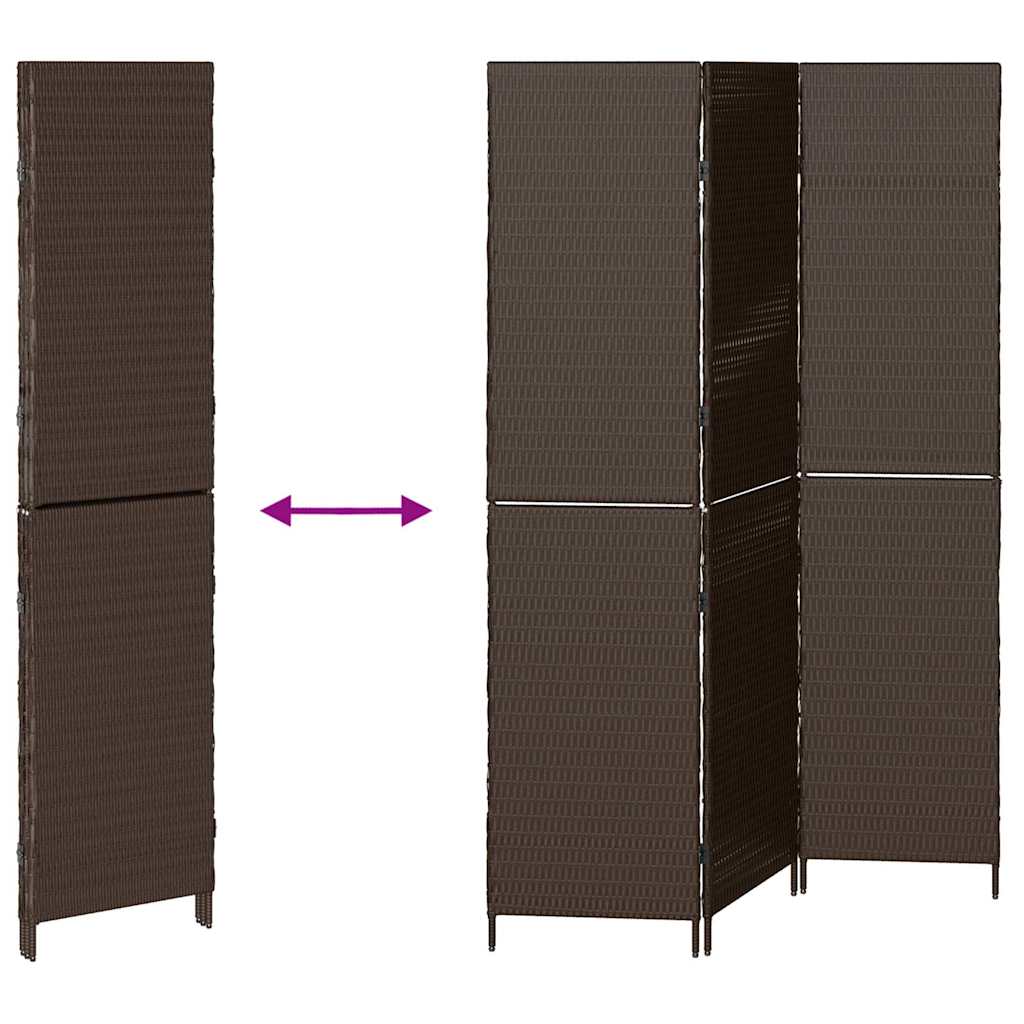 Room Divider Brown 146 x 180 cm Poly Rattan