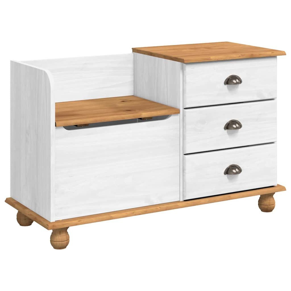 Storage Bench ASKIM White 100 x 39 x 62 cm Solid Pine Wood