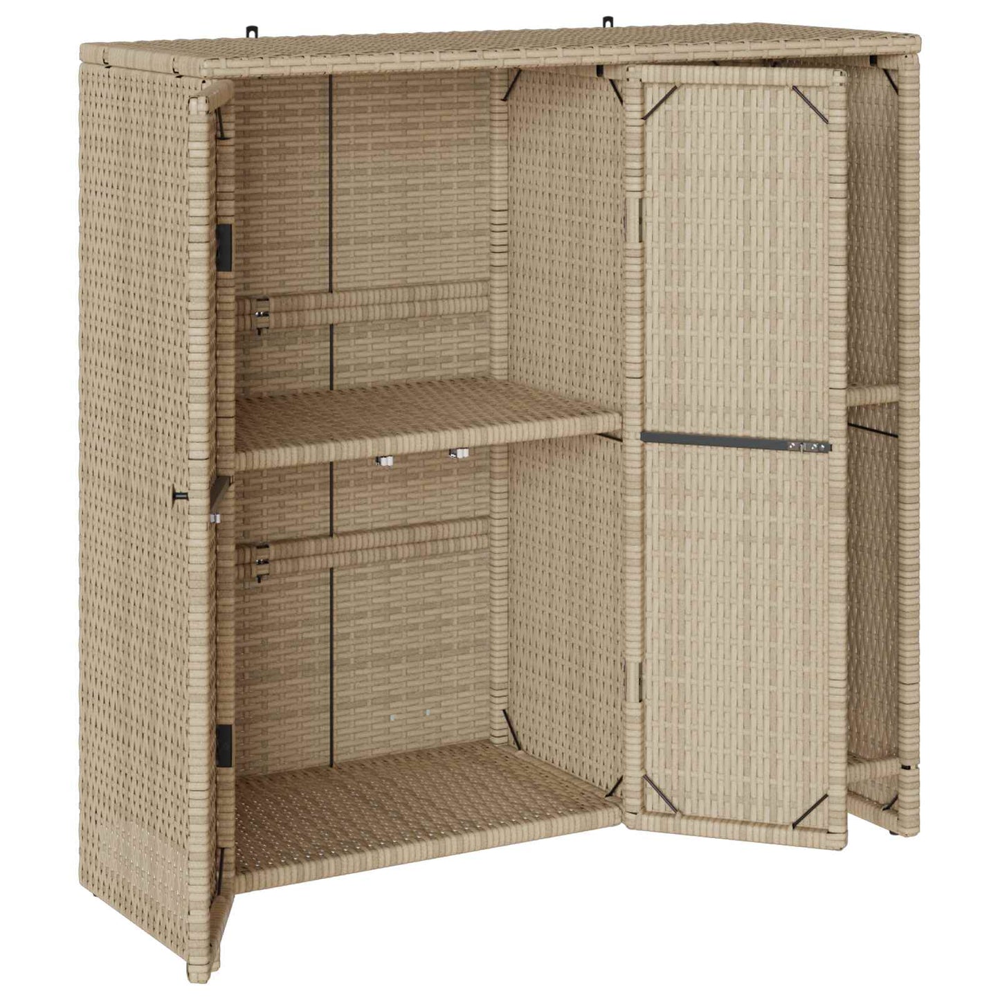 Storage Cabinet with Shelf Beige 100 x 36 x 102 cm Rattan