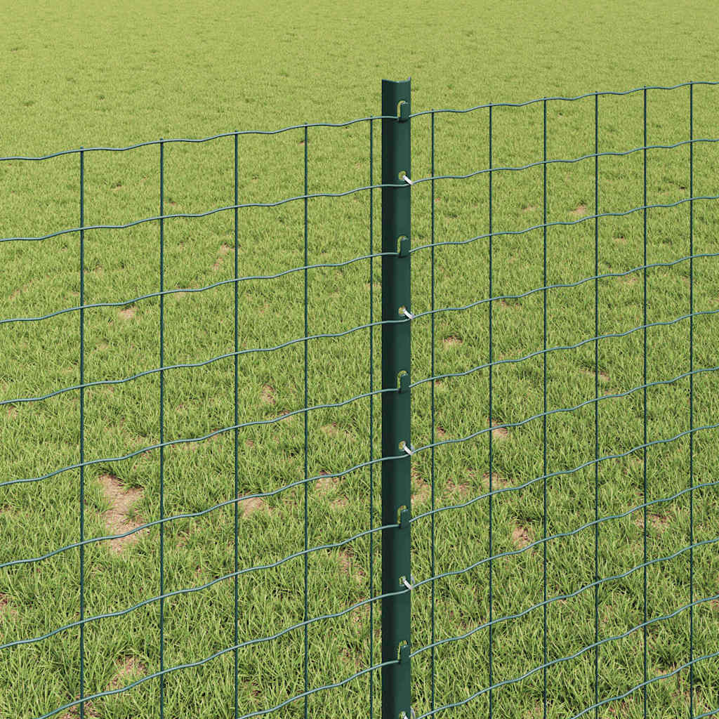 Embedded Fence Post 5 pcs Green 140 cm Powder-Coated Steel