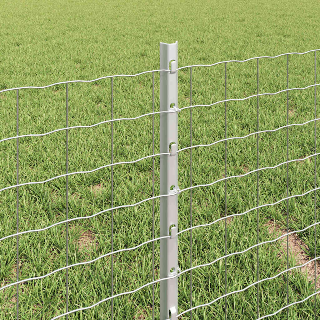 Embedded Fence Post 11 pcs Silver 80 cm Powder-Coated Steel