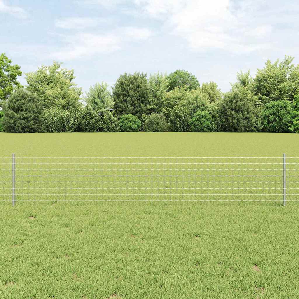 Embedded Fence Post 11 pcs Silver 80 cm Powder-Coated Steel