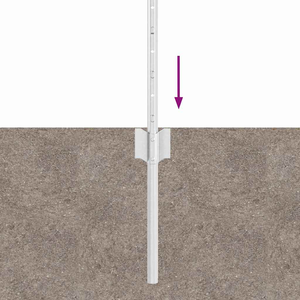 Embedded Fence Post 11 pcs Silver 80 cm Powder-Coated Steel