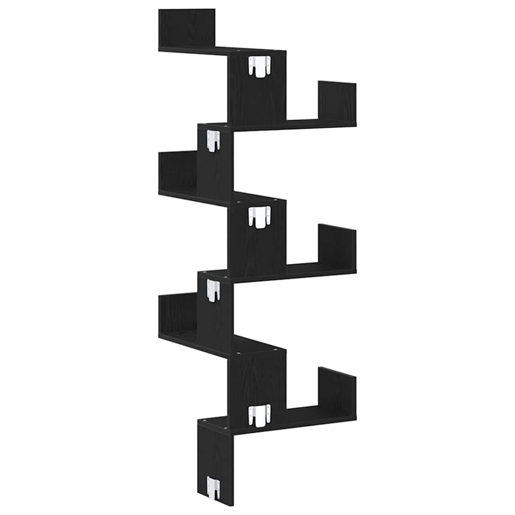 Wall Corner Shelf Black Oak 45 x 45 x 147 cm