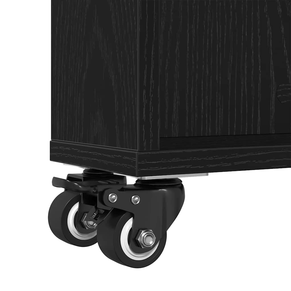 Narrow Storage Trolley 3-Tier 48 x 13 x 68 cm Black Oak