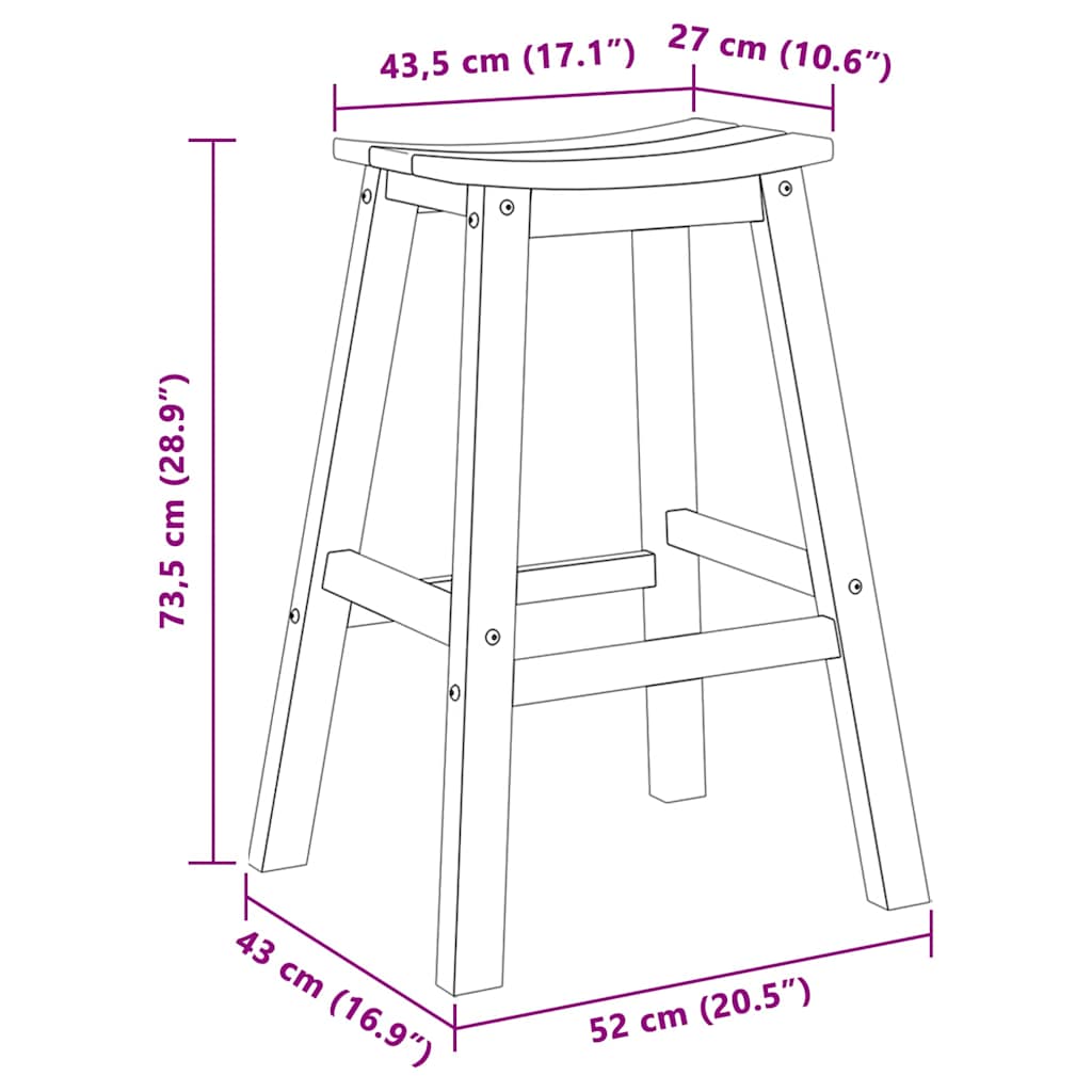 Bar Stool 2 pcs White 52 x 43 x 73.5 cm HDPE
