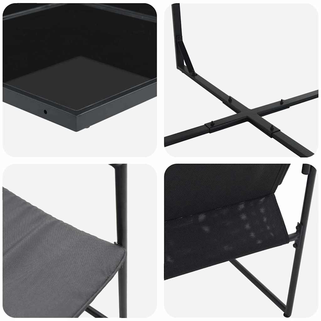 Garden Dining Set 11 pcs Black Steel