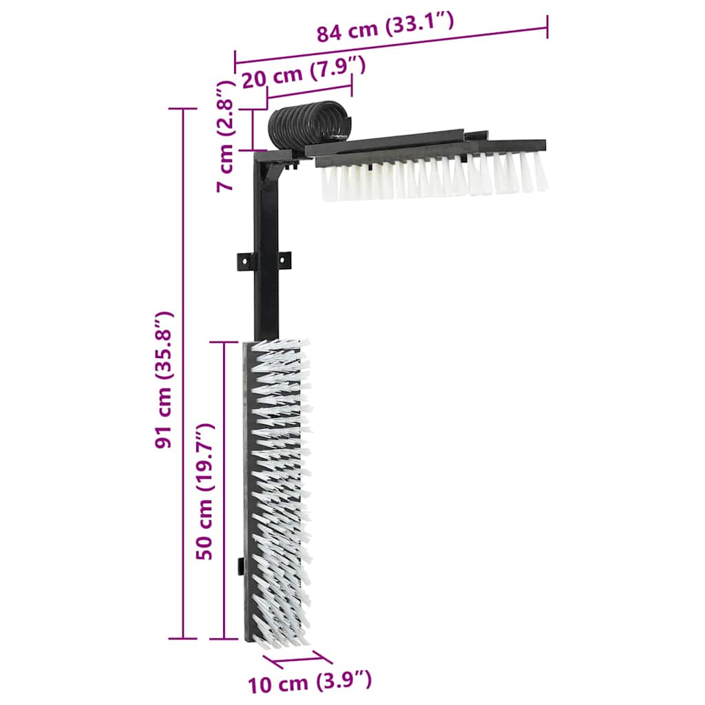 Cattle Brushes Adjustable Black and White 84 x 10 x 91 cm PVC