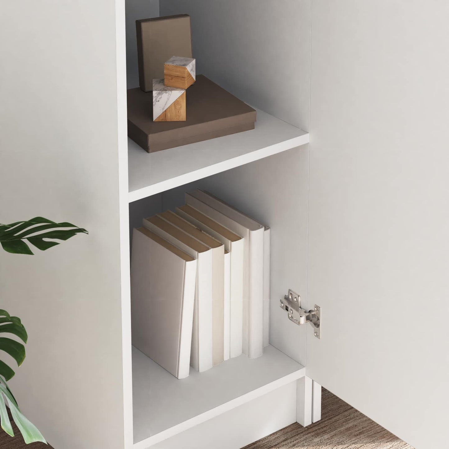 Desk with Shelf with Storage with Door 2 pcs White