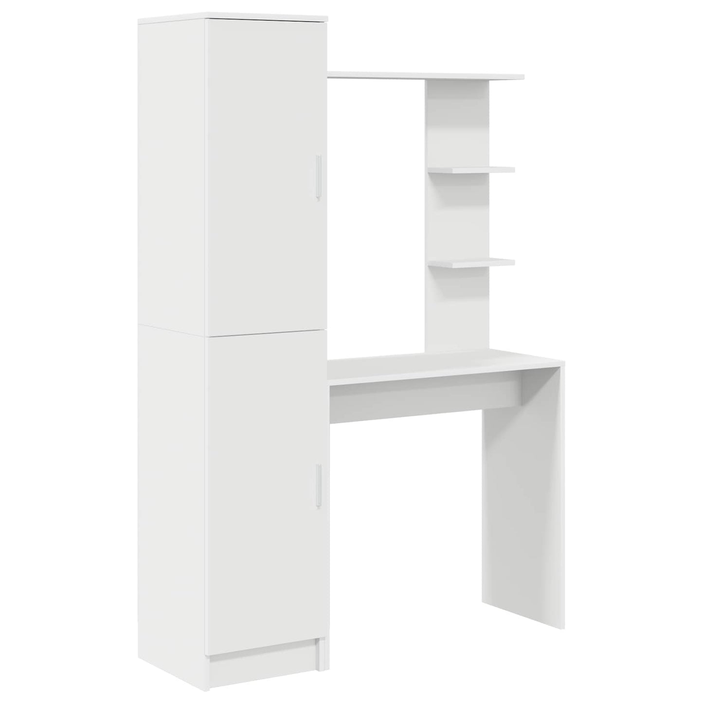 Desk with Shelf with Storage with Door 2 pcs White