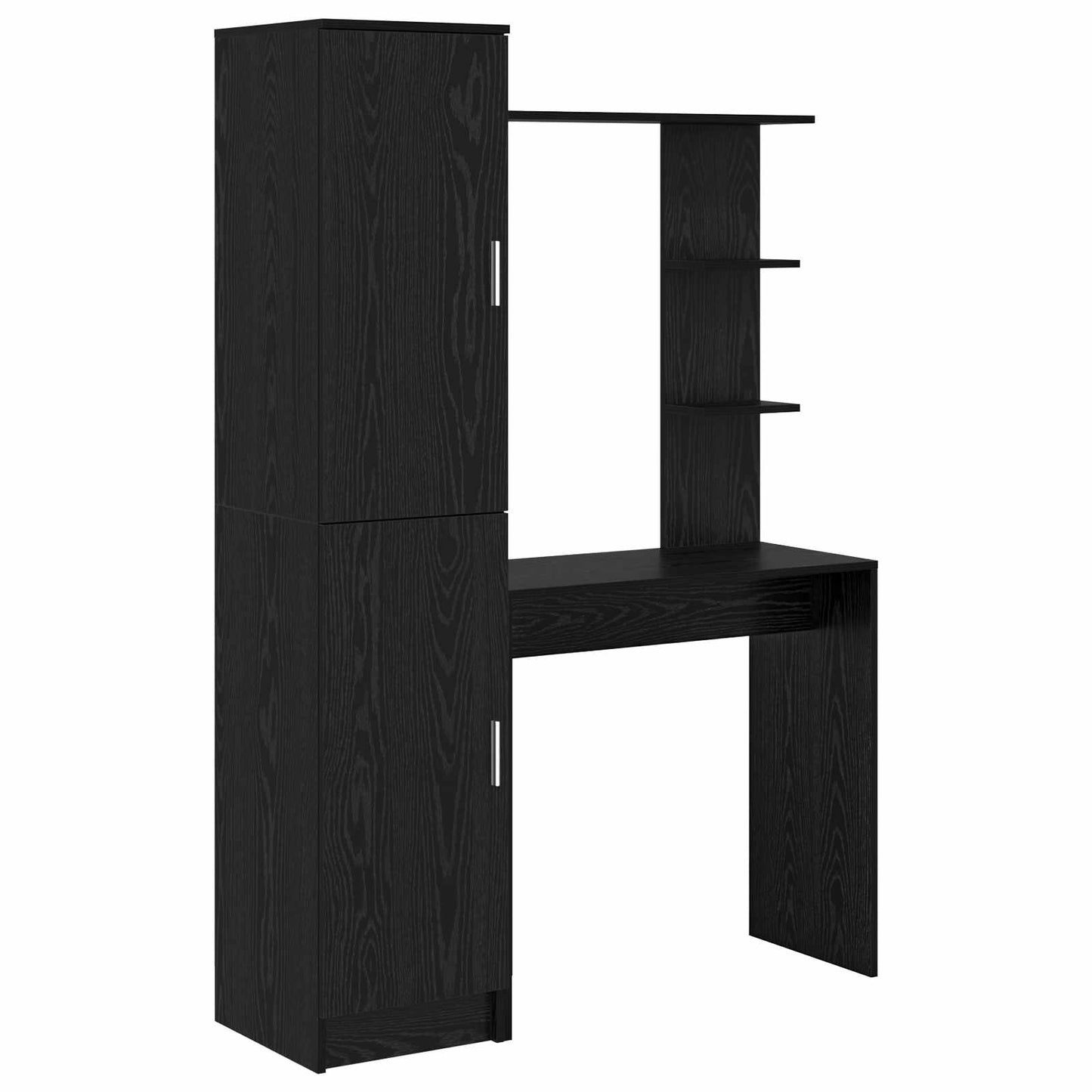 Desk with Shelf with Storage with Door 2 pcs Black Oak