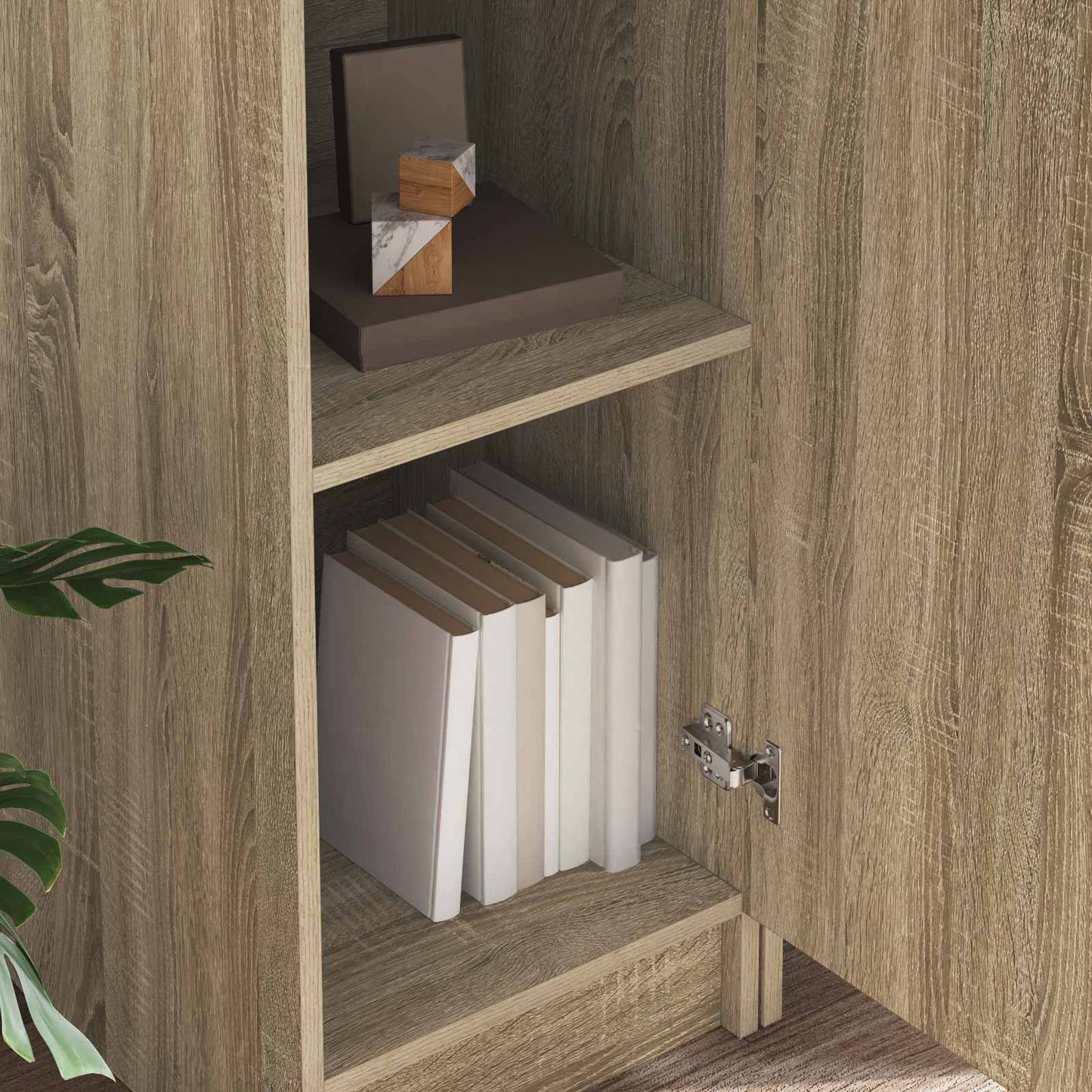 Desk with Shelf with Storage with Door 2 pcs Sonoma Oak