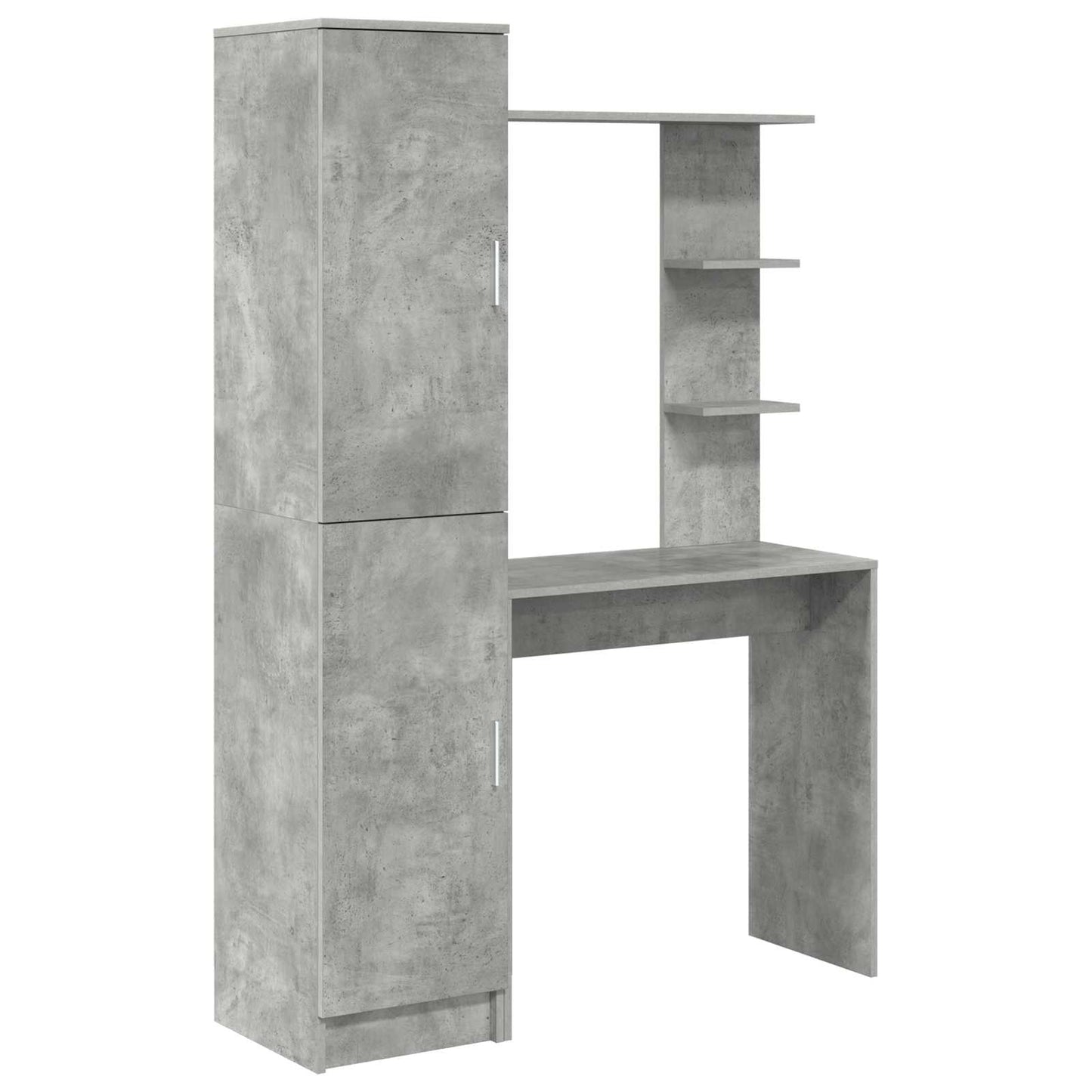 Desk with Shelf with Storage with Door 2 pcs Concrete Grey