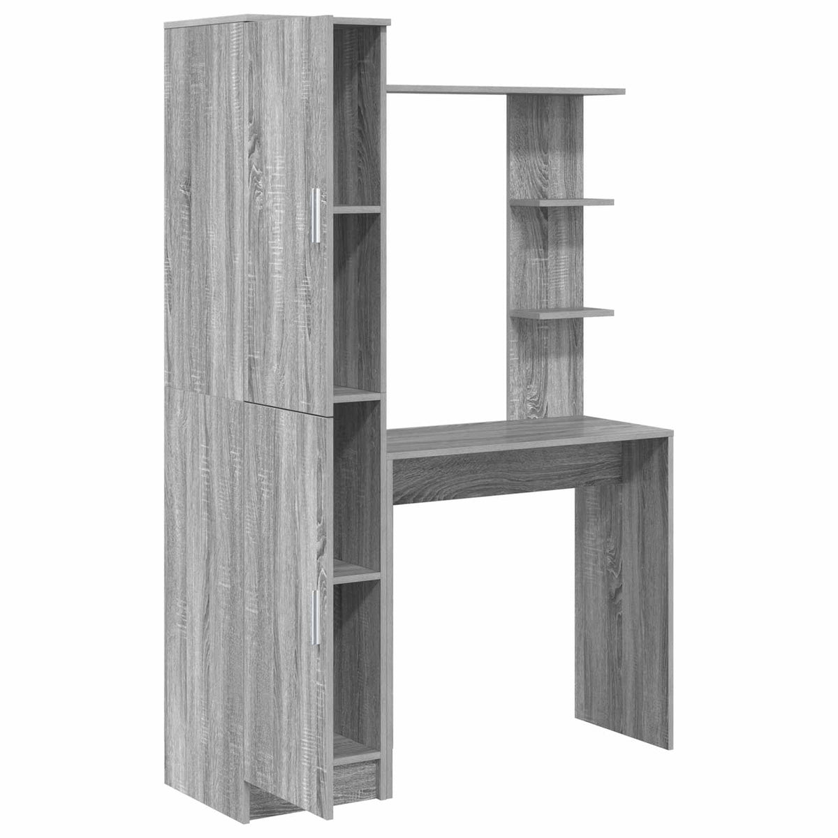 Desk with Shelf with Storage with Door 2 pcs Grey Sonoma