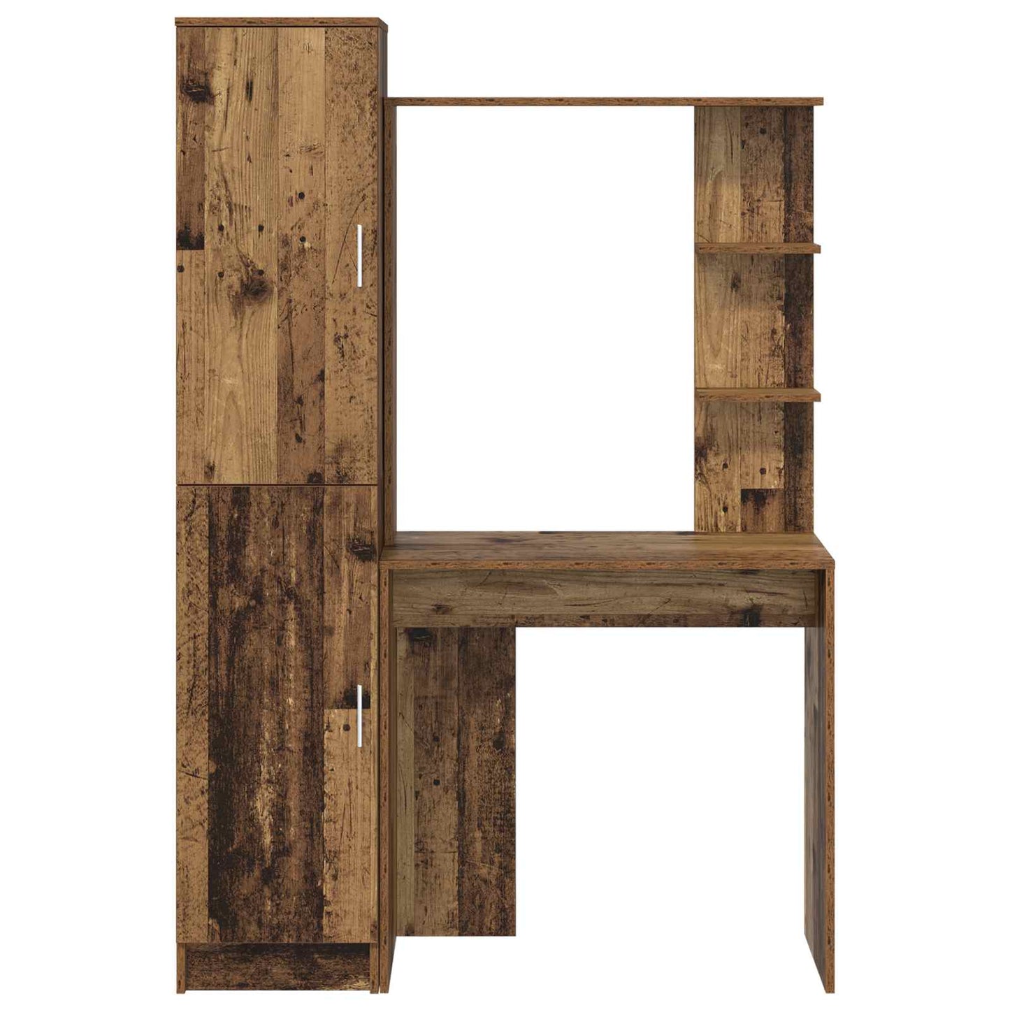 Desk with Shelf with Storage with Door 2 pcs Old Wood