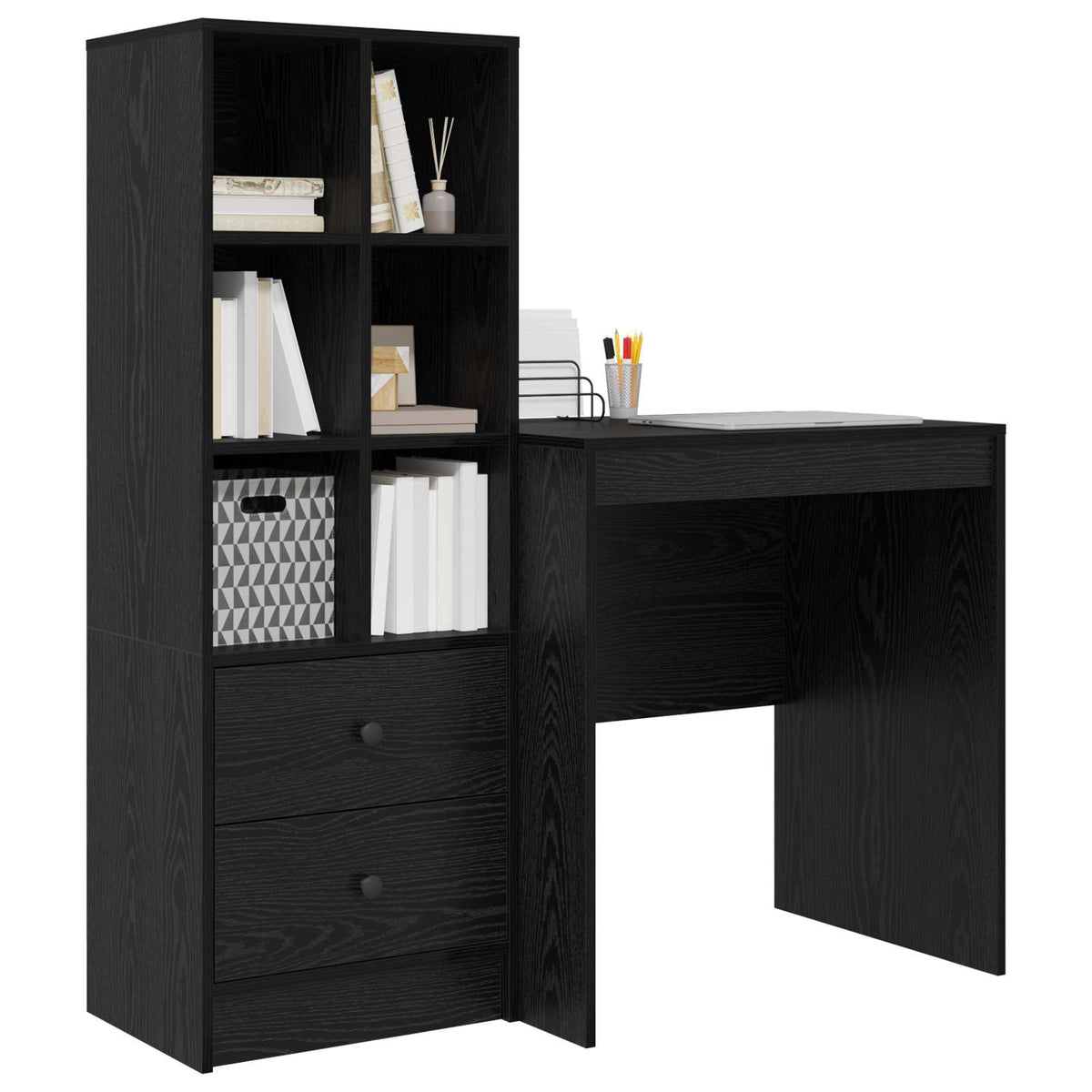 Desk Black Oak 115.5 x 50 x 127 cm 2 pcs