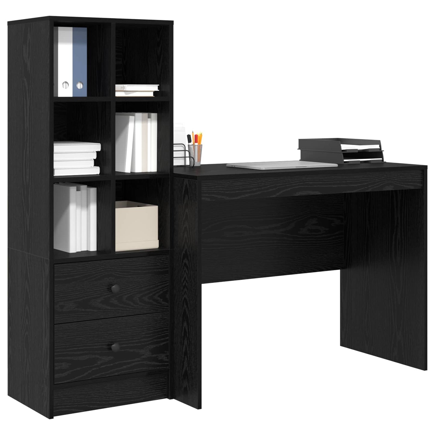 Desk Black Oak 145.5 x 50 x 127 cm 2 pcs