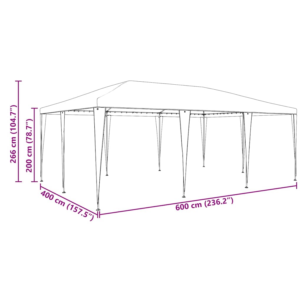 Party Tent White 600 x 400 x 266 cm Polyethylene and Steel