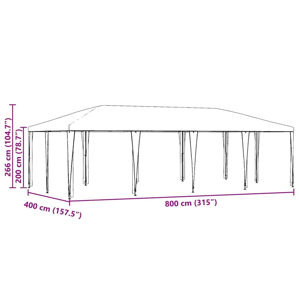 Party Tent Blue 800 x 400 x 266 cm Polyethylene and Steel