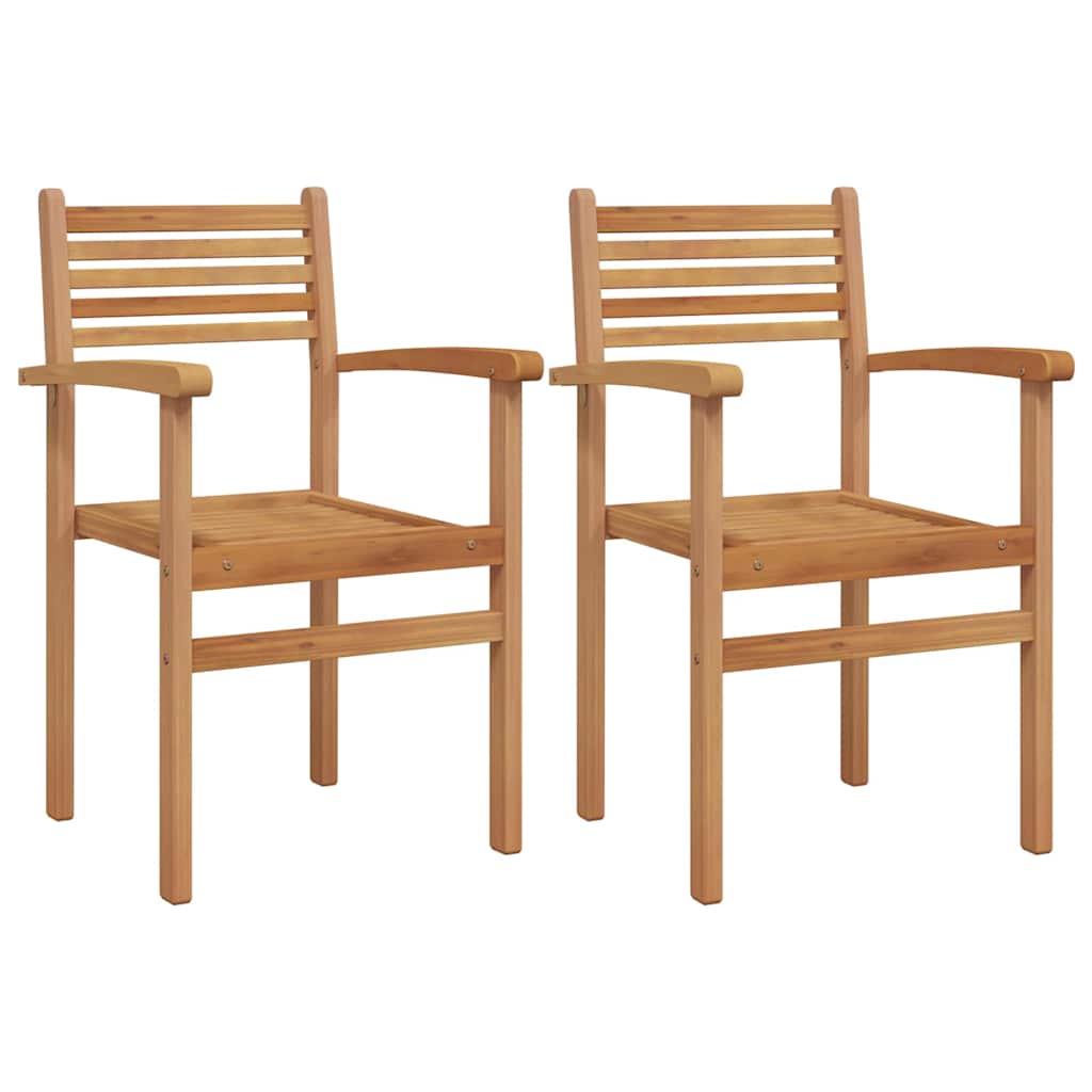 Chair 2 pcs Brown Solid Teak Wood