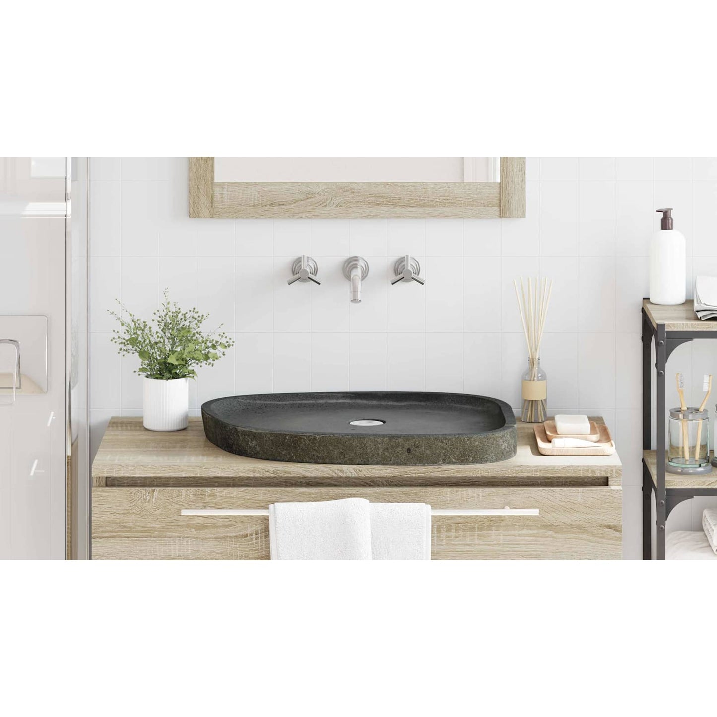 Wash Basin Grey 65 x 50 x 6 cm River Stone