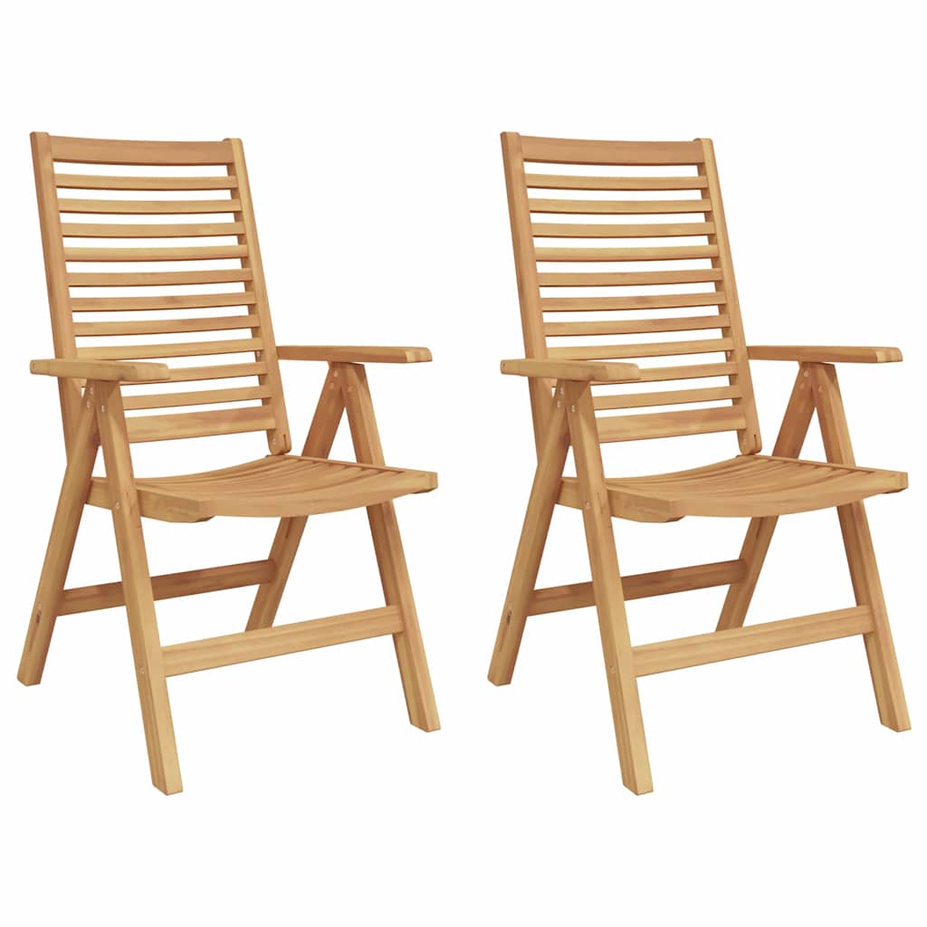 Chair 2 pcs Brown Solid Teak Wood Convertible