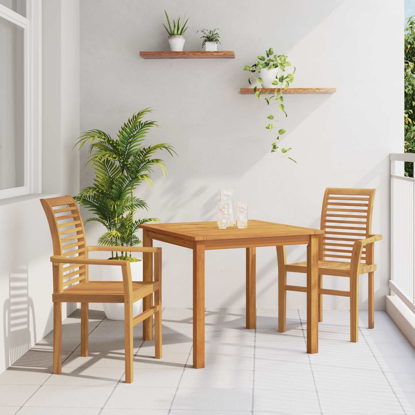 Dining Chair 2 pcs Solid Teak Wood Brown 62 x 55 x 94 cm
