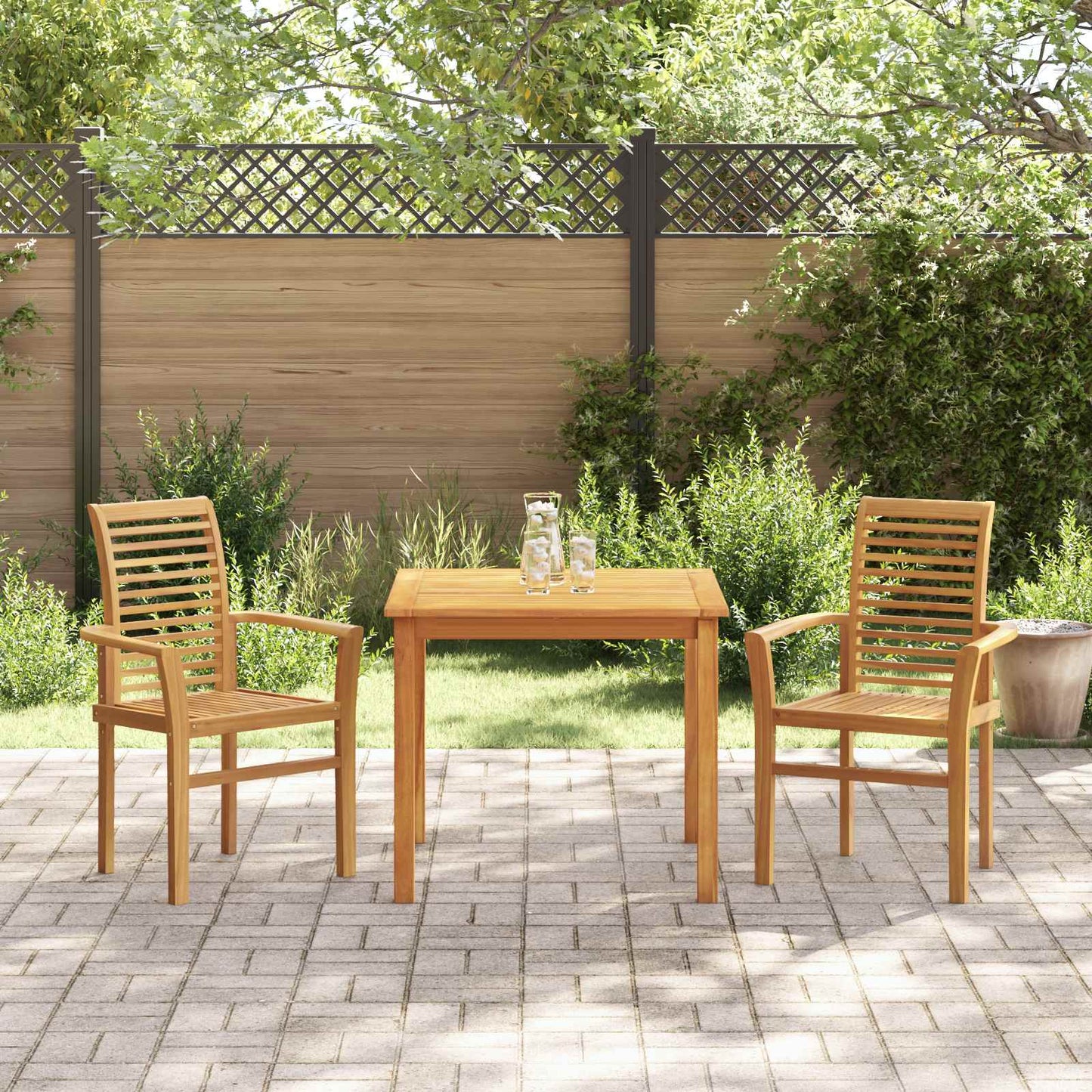 Dining Chair 2 pcs Solid Teak Wood Brown 62 x 55 x 94 cm