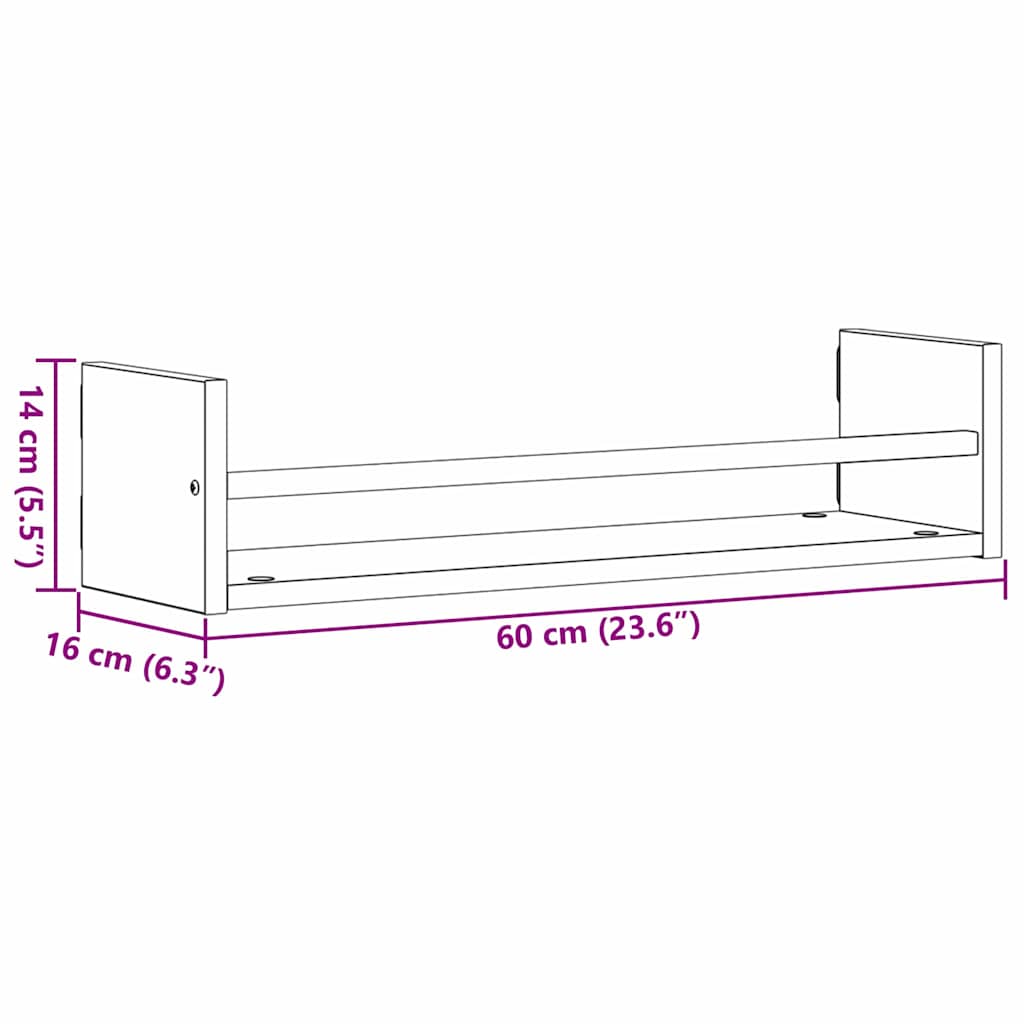 Wall Shelf 2 pcs Artisan Oak 60 x 16 x 14 cm