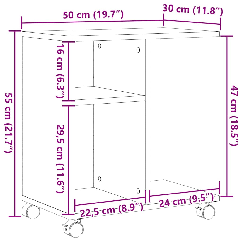 Side Table Old wood 50 x 30 x 55 cm Engineered Wood