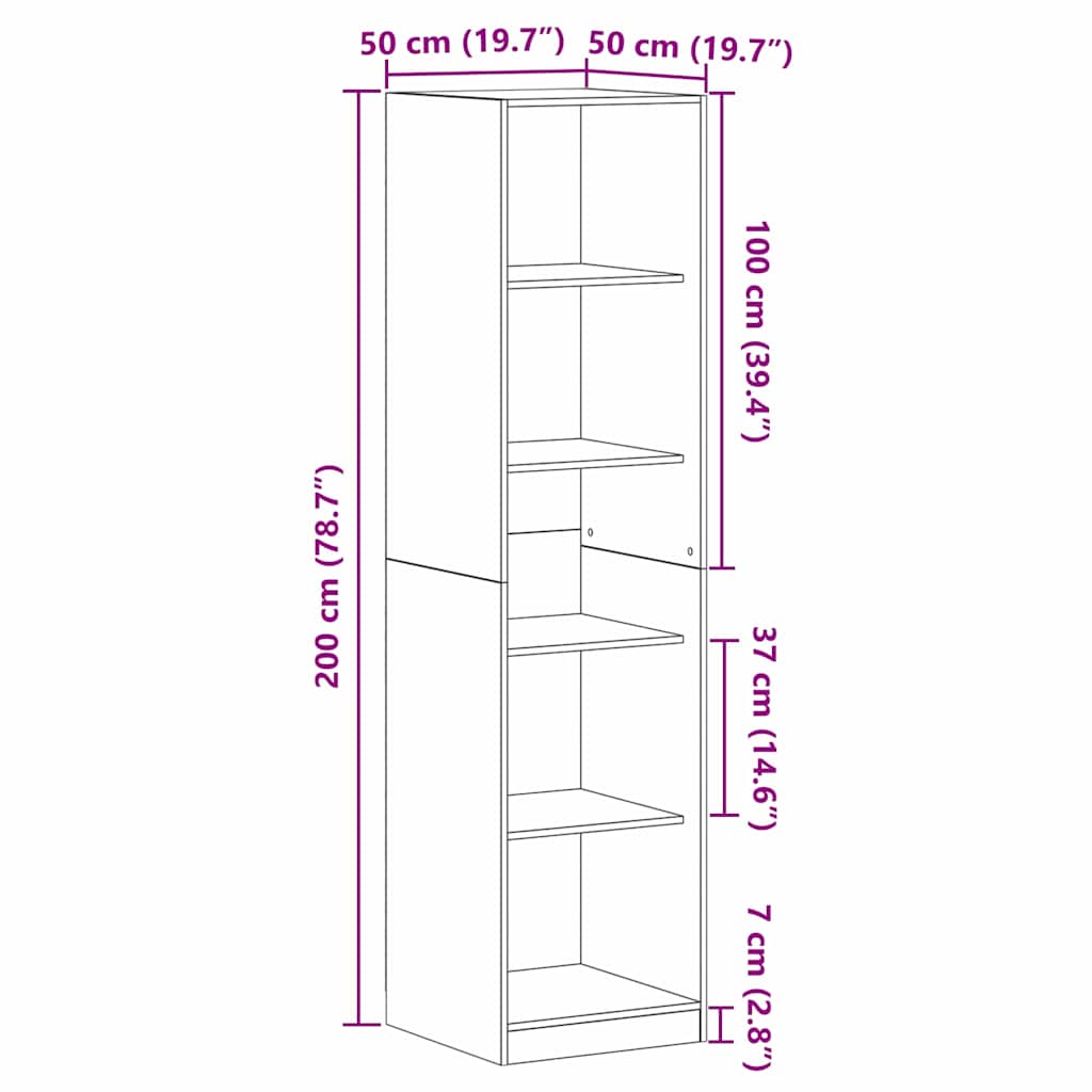 Wardrobe Black Oak 50 x 50 x 200 cm