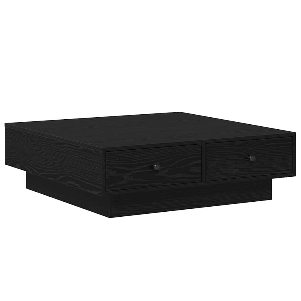 Coffee Table Black Oak 90 x 90 x 28 cm Engineered Wood
