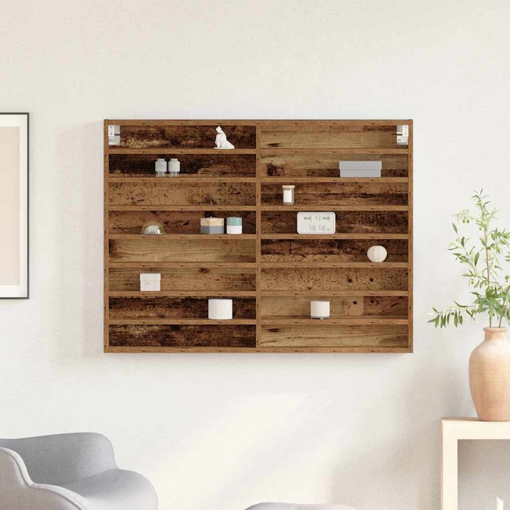 Display Cabinet Wall-Mounted Old Wood 100 x 8.5 x 75 cm
