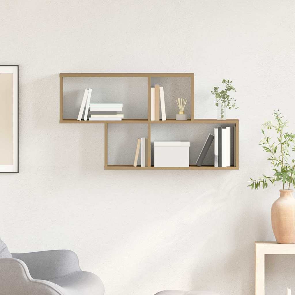 Wall Shelf Wall-Mounted Brown Engineered Wood
