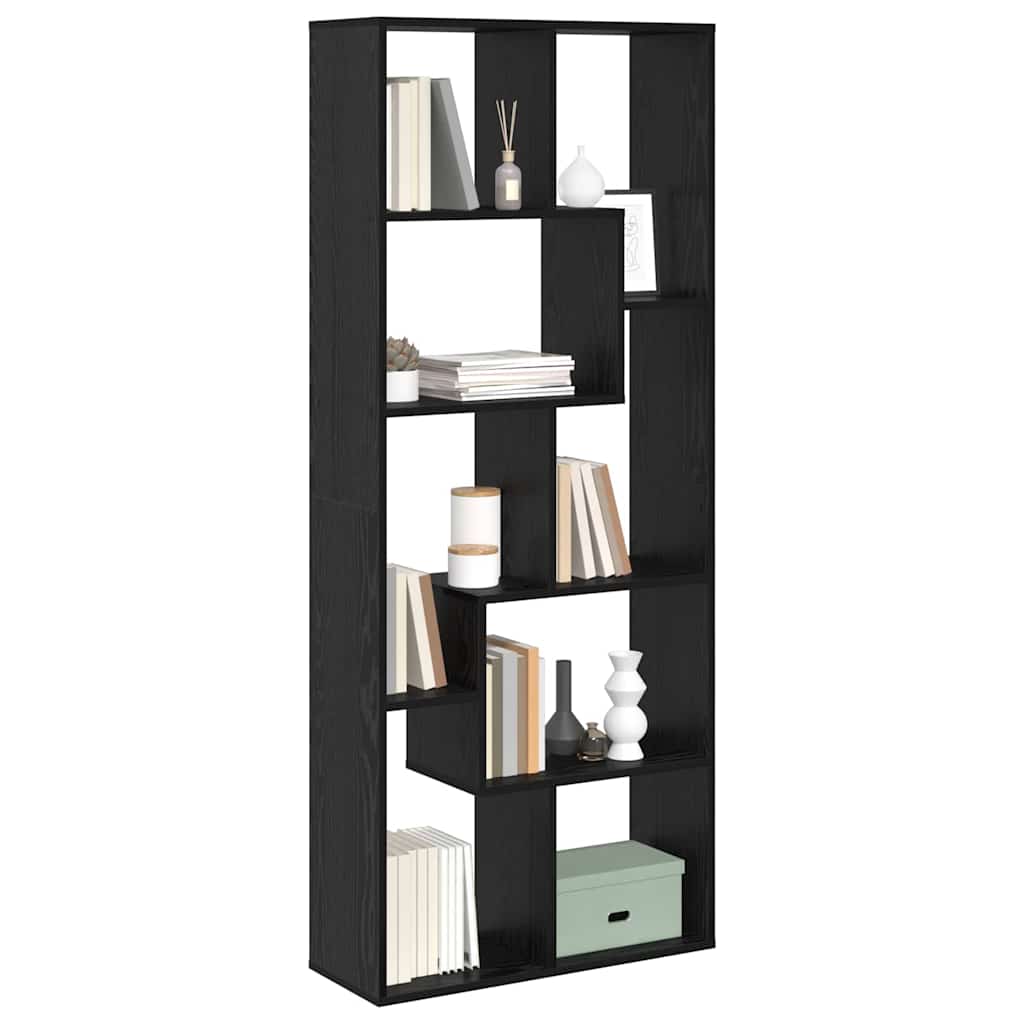 Book Cabinet 8-Tier 67 x 25 x 162 cm Engineered Wood Black Oak