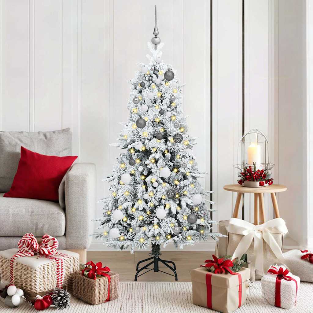 Artificial Hinged Christmas Tree Green and white 150 cm