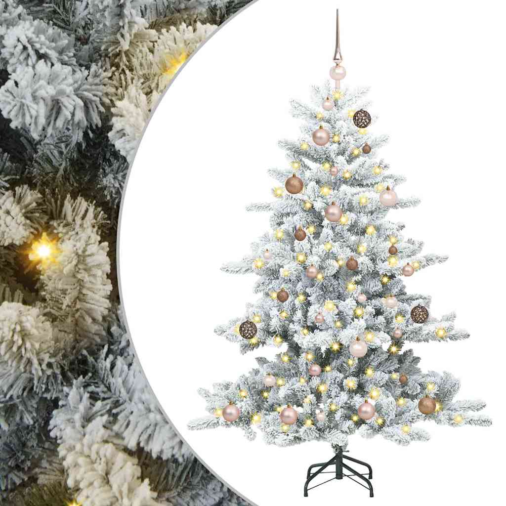 Artificial Hinged Christmas Tree Green and white 150 cm PVC