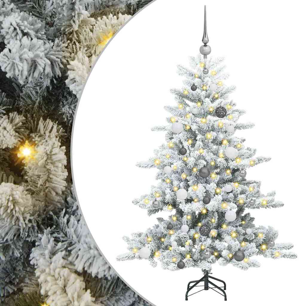 Artificial Hinged Christmas Tree Green and white 150 cm PVC