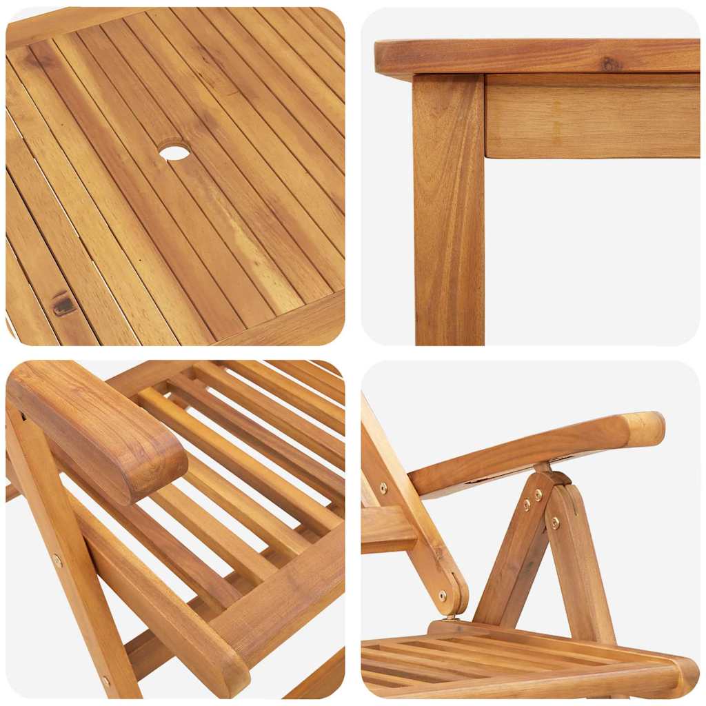 Garden Dining Set 7 pcs Natural Solid Acacia Wood