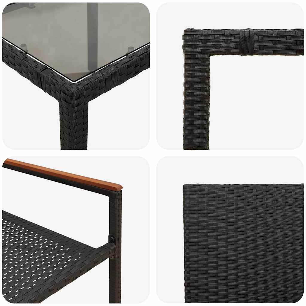 Garden Dining Set 3 pcs Black Poly Rattan