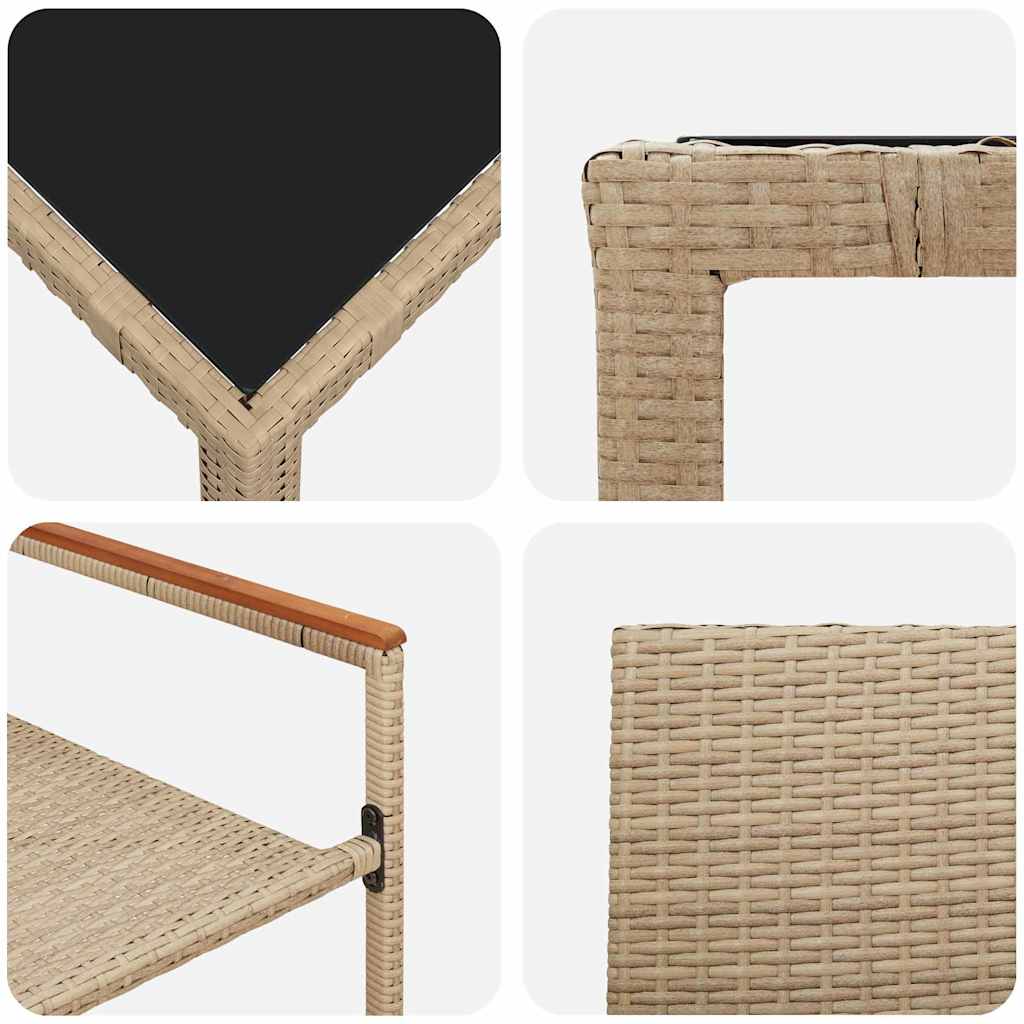 Garden Dining Set 7 pcs Beige Poly Rattan