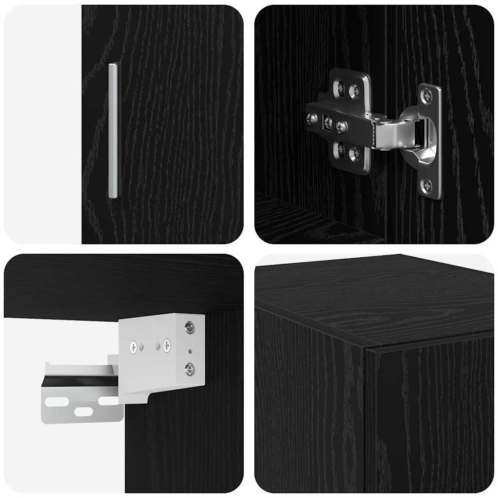 Storage Cabinet with Shelves Black Oak 30 x 42.5 x 225 cm