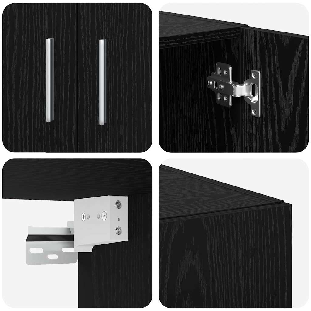 Storage Cabinet 3 pcs Black Oak 70 x 42.5 x 225 cm