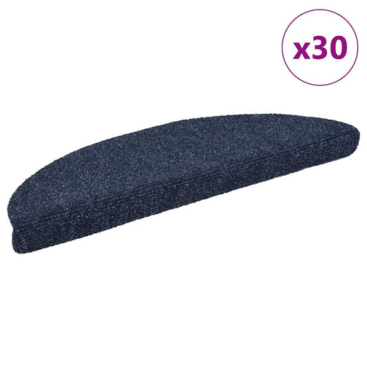Stair Mats Self-adhesive 30 pcs 56x17x3 cm Blue Half Round